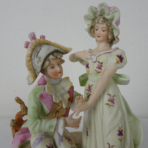 Antique German Kalk Mark Eisenberg Porcelain Figure Courting Lady & Man on Bench - Picture 2 of 9